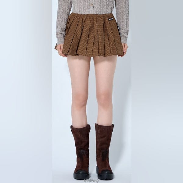 26 FW 미우미우 깅엄 체크 패턴 플리츠 미니 스커트 MG2723 19OS F0QB7