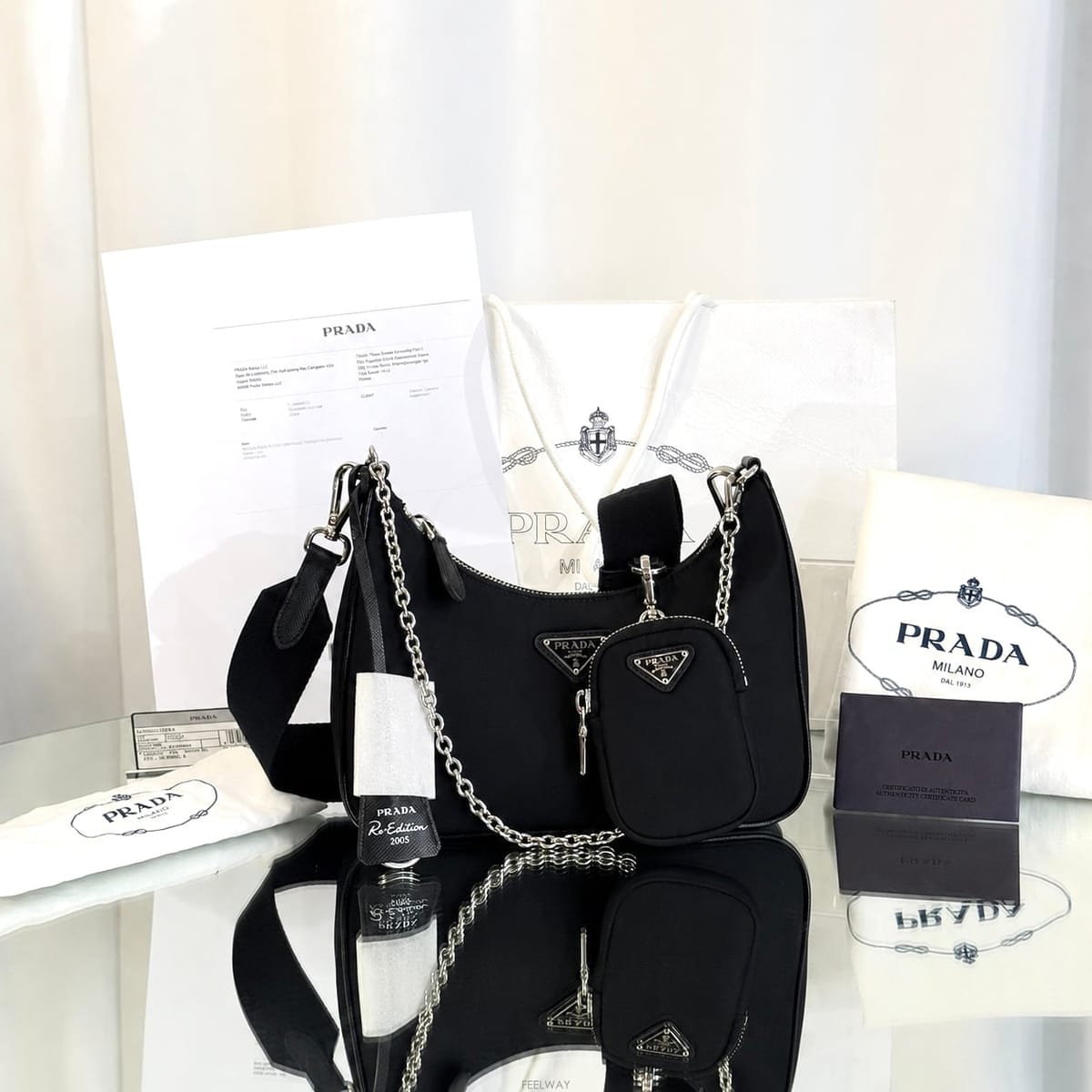 PRADA 나일론 멀티 테수토 호보백 블랙