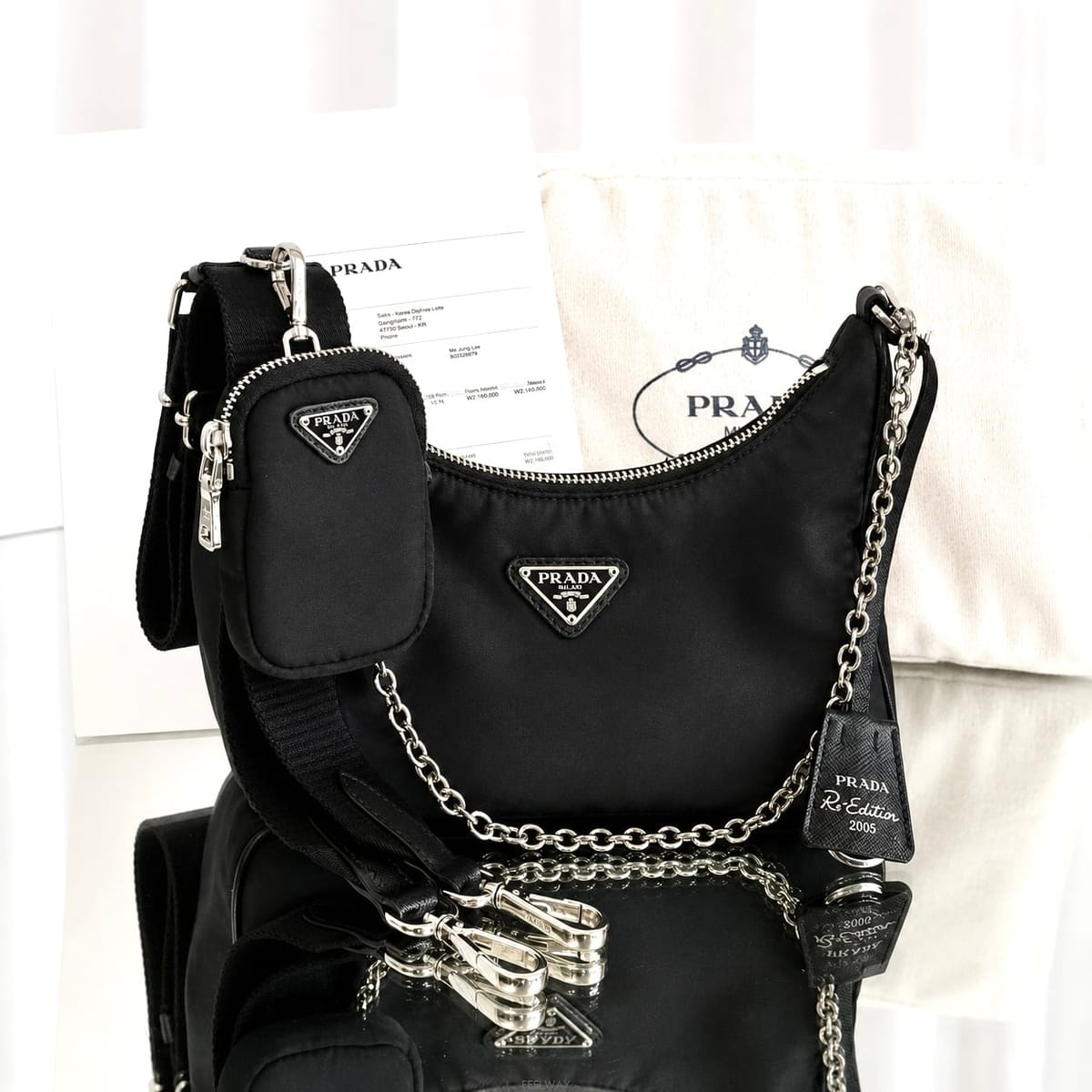 PRADA 나일론 멀티 테수토 호보백 블랙