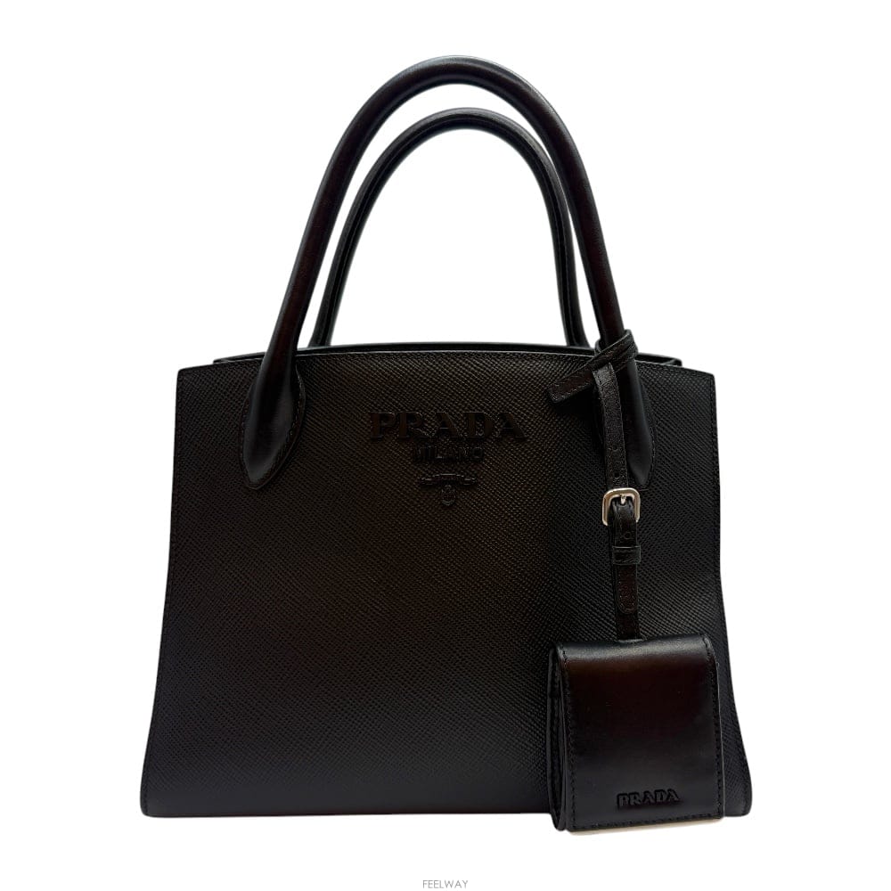 PRADA 레드 사피아노 모노크롬 토트백
