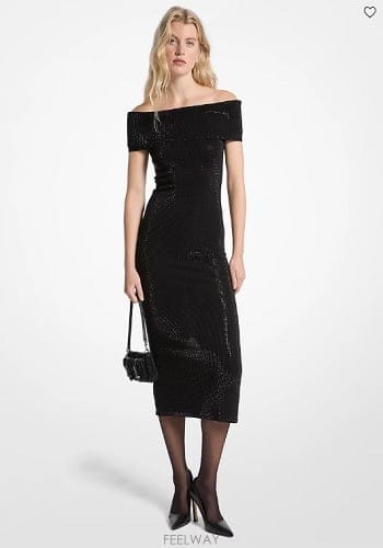 Michael Kors ����Ŭ �ھ  Embellished Stretch Knit Off-The-Shoulder �巹������Ŭ �ھ  Embellished Stretch Knit Off-The-Should