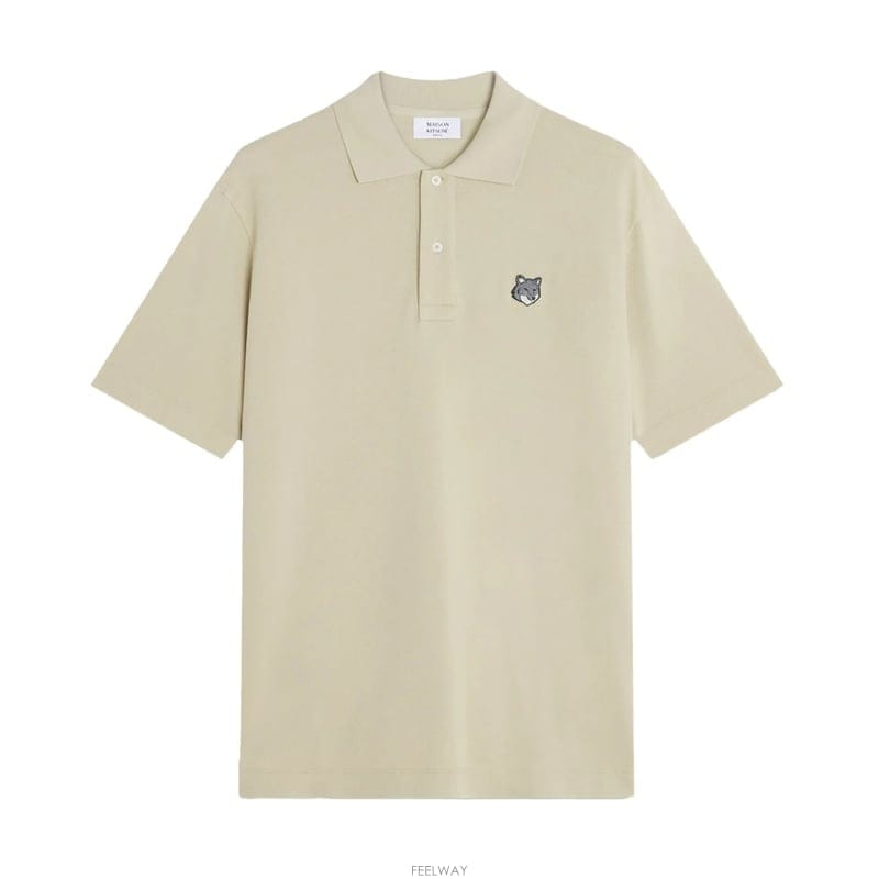 26SS 메종키츠네 그레이 폭스 헤드 남성 폴로 셔츠 PM00210KP0001 0450