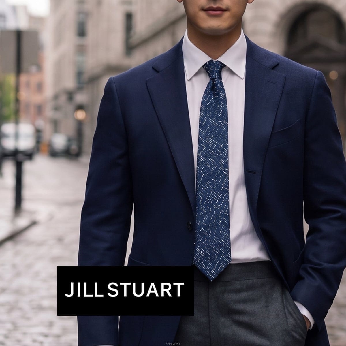 JILL STUART 질스튜어트 실크 블루 텍스처 패턴 넥타이 8.5cm A+등급 e1513