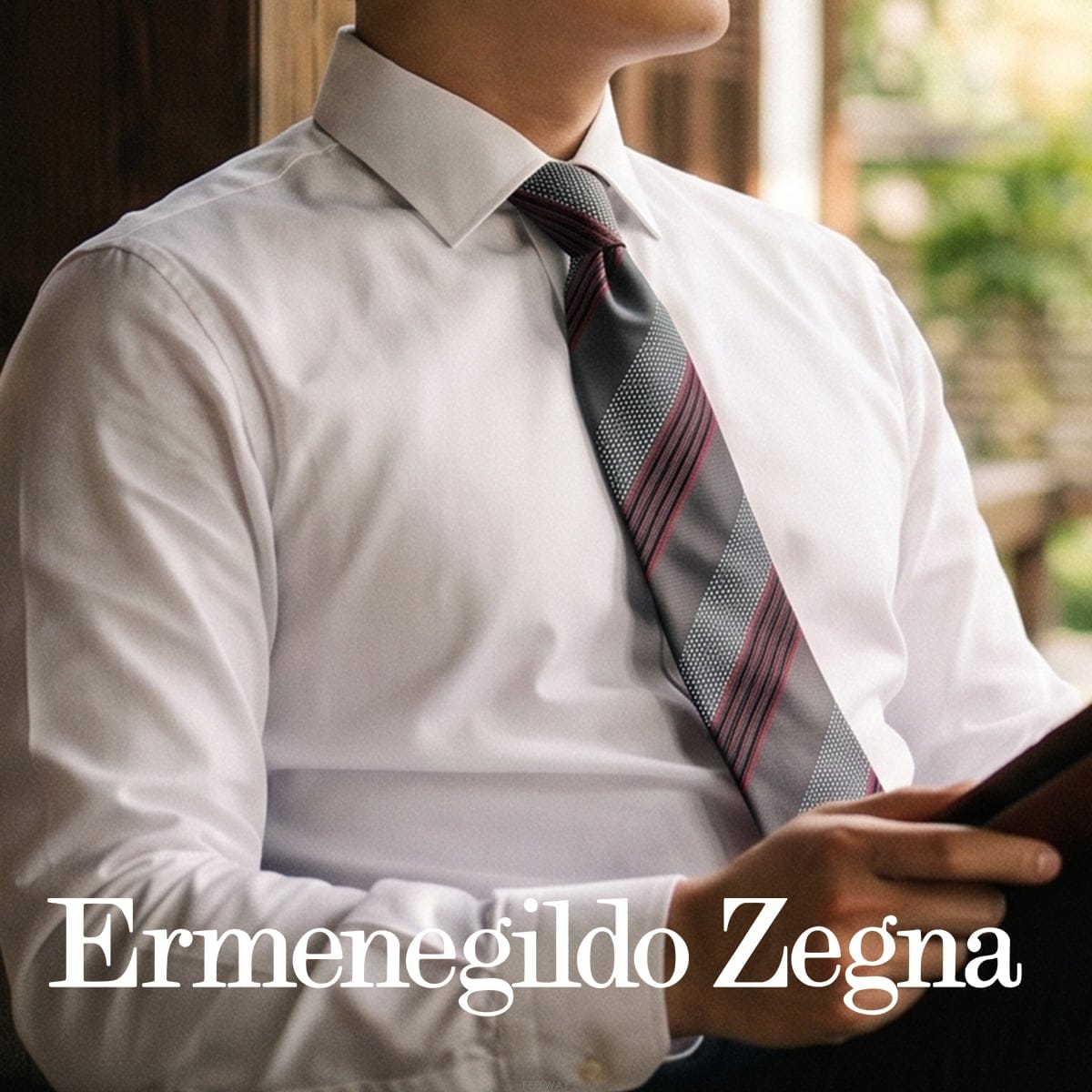 ERMENEGILDO ZEGNA 에르메네질도 제냐 실크 그레이 스트라이프 넥타이 9.4cm A+등급k3054