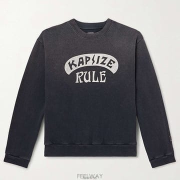 26 FW 캐피탈 블랙 RULE 룰 타이포그래피 로고 프린티드 코튼 저지 스웨트셔츠