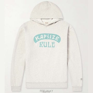 26 FW 캐피탈 RULE 로고 슬로건 프린티드 레트로 울 블렌드 저지 후드티