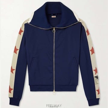 26 FW 캐피탈 네이비 스타 스텐실 슬리브 스트라이프 저지 투웨이 집업 스웨트셔츠