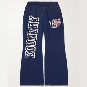 26 FW 캐피탈 네이비 KOUNTRY 프레피 로고 프린티드 코튼 블렌드 저지 스웨트팬츠