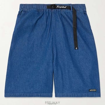 26 FW 캐피탈 블루 Easy 이지 컨트리 스트레이트 로고 벨티드 데님 쇼츠