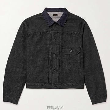 26 FW 캐피탈 페이디드 블랙 리어 벨트 스트랩 데님 트럭커 재킷