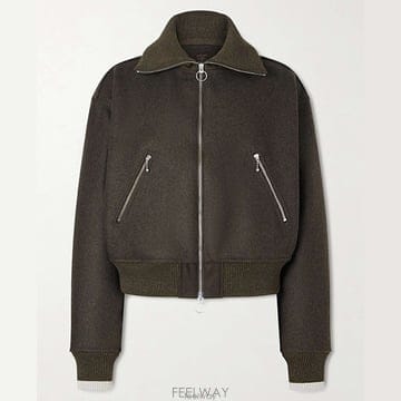26 FW 캐피탈 그린 리브드 엣지 폴드오버 칼라 울 플란넬 블루종 집업 재킷