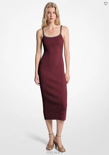 Michael Kors ����Ŭ �ھ  Chain Ribbed Stretch Knit �̵� �巹������Ŭ �ھ  Chain Ribbed Stretch Knit �̵� �巹��
