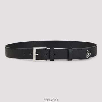 26 FW 프라다 사피아노 트라이앵글 플라크 벨트 블랙 F0002 2CC672053