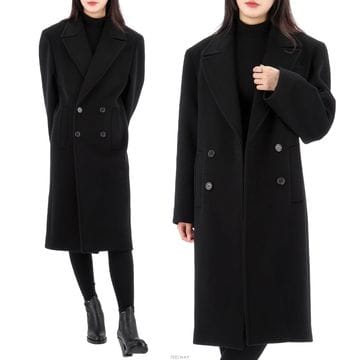 생로랑 더블 브레스티드 울 코트