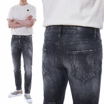 디스퀘어드 래더패치 멀티디스덧댐 블랙 워싱진 (슬림트위스트핏)