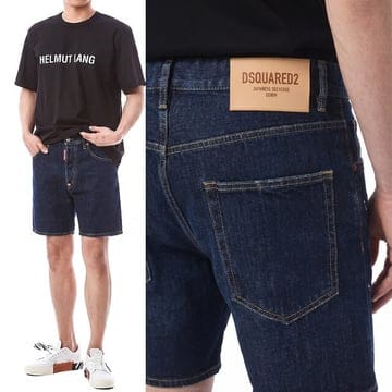디스퀘어드 저패니지 셀비지 진청 워싱 하프 팬츠 (브로핏)