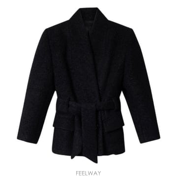이자벨마랑 신드라 벨트 웨이스트 숏 코트 블랙