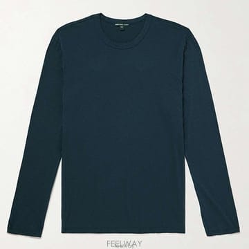 26 FW 제임스펄스 프렌치네이비 Lotus 로터스 슬림 브레서블 코튼 저지 티셔츠