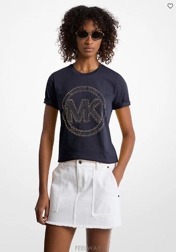 Michael Kors ����Ŭ �ھ  Studded Logo Charm Organic Cotton Jersey Ƽ��������Ŭ �ھ  Studded Logo Charm Organic Cotton Jerse