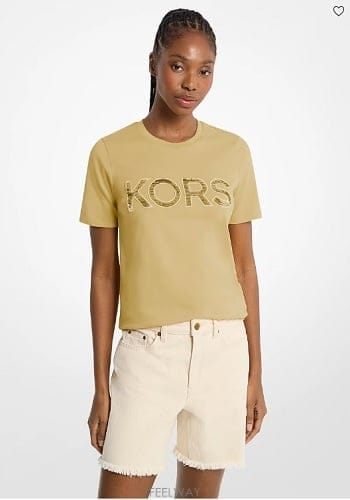 Michael Kors ����Ŭ �ھ  Sequined Logo Cotton Ƽ��������Ŭ �ھ  Sequined Logo Cotton Ƽ����