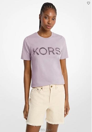Michael Kors ����Ŭ �ھ  Sequined Logo Cotton Ƽ��������Ŭ �ھ  Sequined Logo Cotton Ƽ����