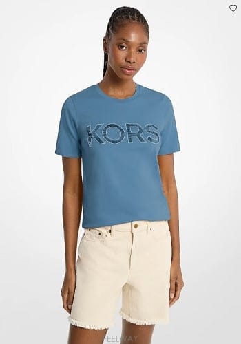 Michael Kors ����Ŭ �ھ  Sequined Logo Cotton Ƽ��������Ŭ �ھ  Sequined Logo Cotton Ƽ����