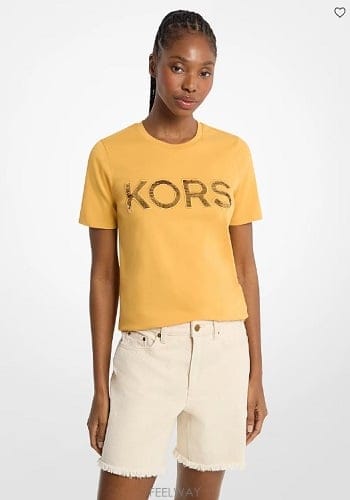 Michael Kors ����Ŭ �ھ  Sequined Logo Cotton Ƽ��������Ŭ �ھ  Sequined Logo Cotton Ƽ����