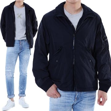 씨피컴퍼니 렌즈와펜패치 가먼트다잉 크롬 바람막이 히든후드 점퍼 (네이비) 20CMOW00