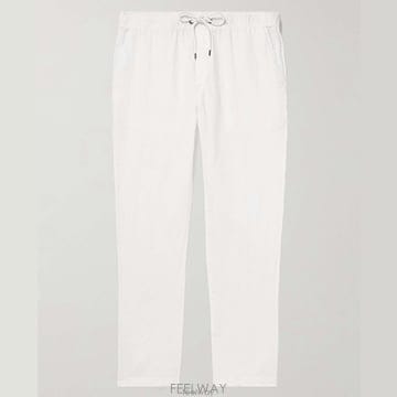 26 FW 제임스펄스 가먼트다이 스트레이트 소프트 에어리 린넨 트라우저 화이트