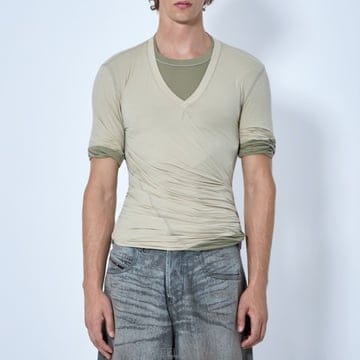 26 FW 디젤 T Moody Plain 루치드 디테일 레이어드 티셔츠 A23661 0DECQ 11CA