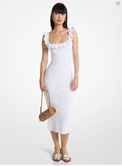 Michael Kors ����Ŭ �ھ  Ruffled Stretch Viscose �̵� �巹������Ŭ �ھ  Ruffled Stretch Viscose �̵� �巹��