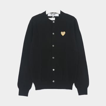 꼼데가르송 옐로우 하트 패치 울 크루넥 공용 가디건 AX N049 051 1