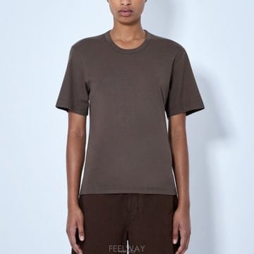 26 FW 리브 트리밍 코튼 저지 숏슬리브 티셔츠 브라운 TS0002 LJ1016 BR516