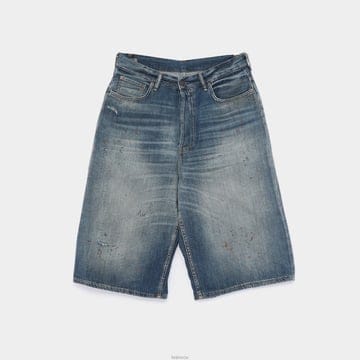 아크네 루즈핏 데님 쇼츠 미드 블루