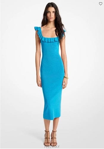 Michael Kors ����Ŭ �ھ  Ruffled Stretch Viscose �̵� �巹������Ŭ �ھ  Ruffled Stretch Viscose �̵� �巹��