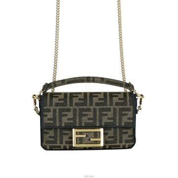 FENDI 바게트 미니 크로스백 그레이