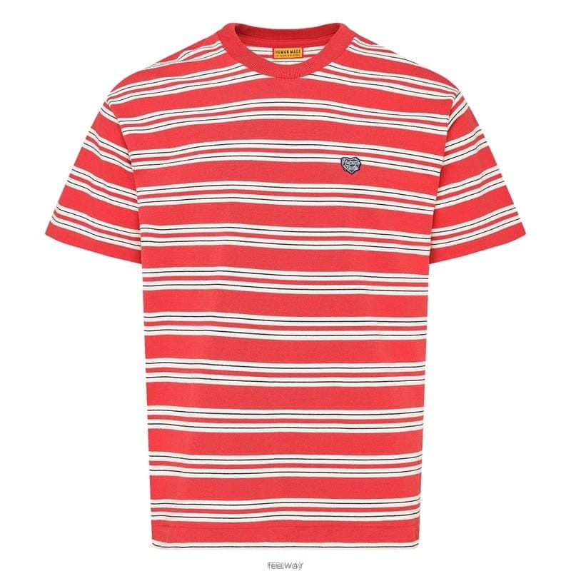 26SS 휴먼메이드 스트라이프 남성 반팔 티셔츠 HM31CS022 RED