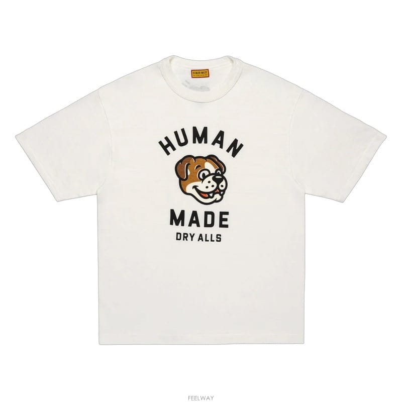 26SS 휴먼메이드 불독 그래픽 남성 반팔 티셔츠 HM31TE011 WHITE