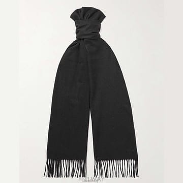 셀린느 블랙 디스크리트 로고 엠브로이더드 캐시미어 머플러