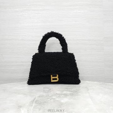 [럭스유] 발렌시아가 아워 글래스 시어링 블랙 토트 숄더백 676365