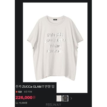 Zucca 주카 세미오버핏 자수 반팔 티셔츠