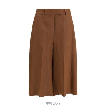 해외 이태리배송 라르디니 여성 플리츠가 들어간 트윌 소재의 스트레이트핏 버뮤다 쇼츠