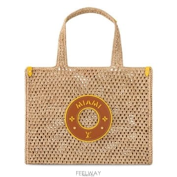26 FW 루이비통 베이지 OnTheGo 온더고 MM 탑핸들 내추럴 라피아 토트백