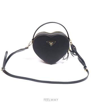 Prada(프라다) 1BH144 블랙 사피아노 오데뜨 하트백 2WAY
