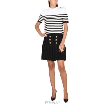 23SS Balmain 스커트 WITH BUTTONS AF1LB659KD760PA TP571822300