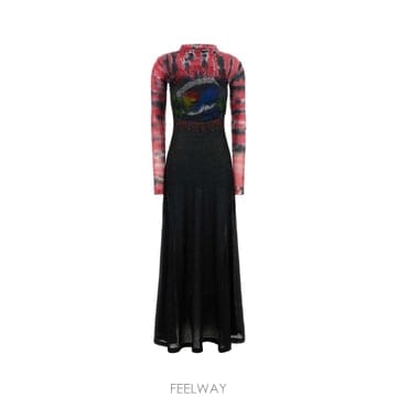 Balenciaga [X45]�߷��þư� A00178TUVP8 1000 ���� ���ǽ� �� �̵� �̴� �巹�� Printed jerse[X45]�߷��þư� A00178TUVP8 1000 ���� ���ǽ� �� �̵� 