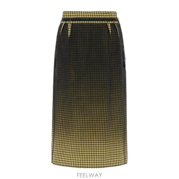 26SS 메종마르지엘라 Virgin 울 midi 스커트 with faded 체크 pattern S51ME00