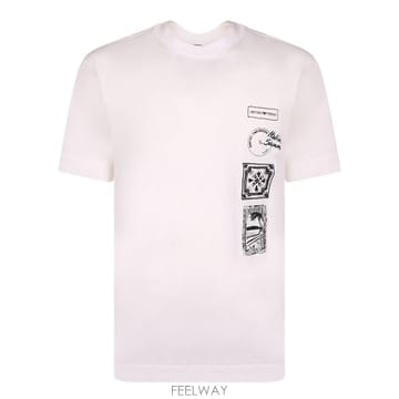 26SS 엠프리오 아르마니 소프트 코튼  Round 넥  Postage 스템프 프린트  EM004994AF2