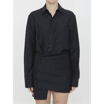 23FW Off 화이트 Off jacquard 트위스트 셔츠 드레스 OWDG005F23FAB0011010 T