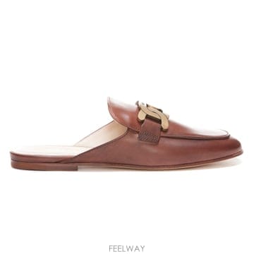 TODS 로고 체인 사보 뮬 슬리퍼
